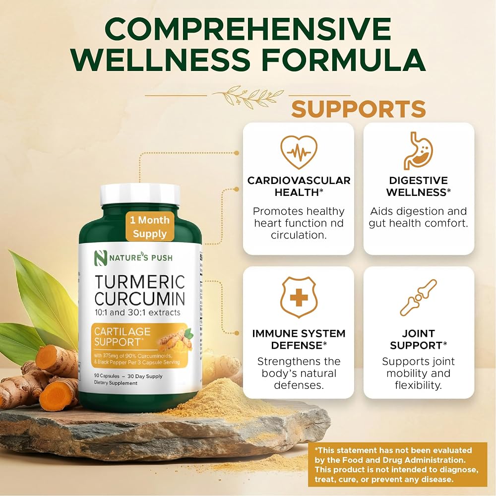 Nature's Push Turmeric Curcumin 30:1 Extract 375mg - 90 Capsules - image 3