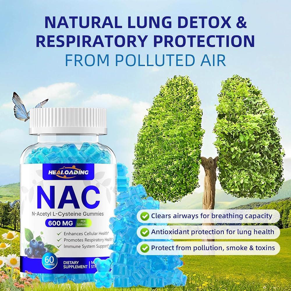 HEALOADING NAC 600MG Gummies for Respiratory Health - 60 Count - image 4