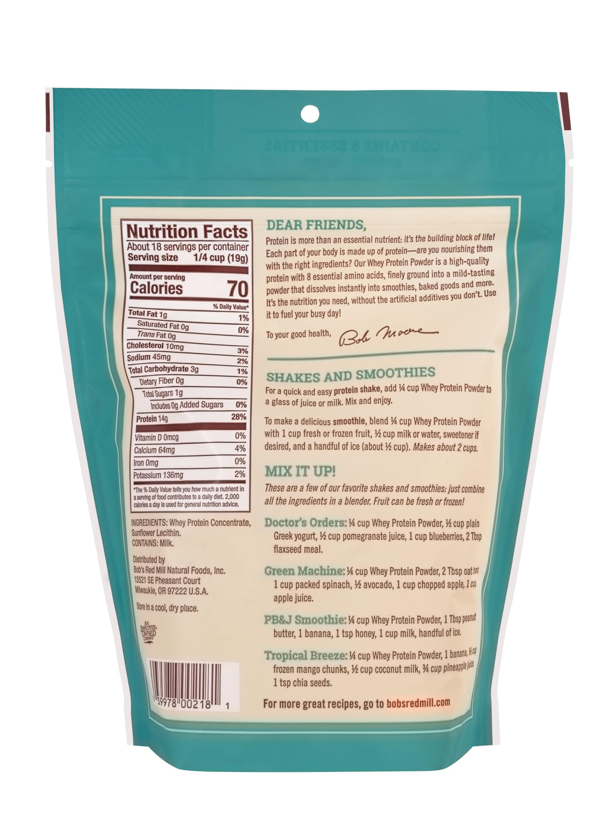 Bob's Red Mill Red Mill Resealable Whey Protein Powder, 12 Oz