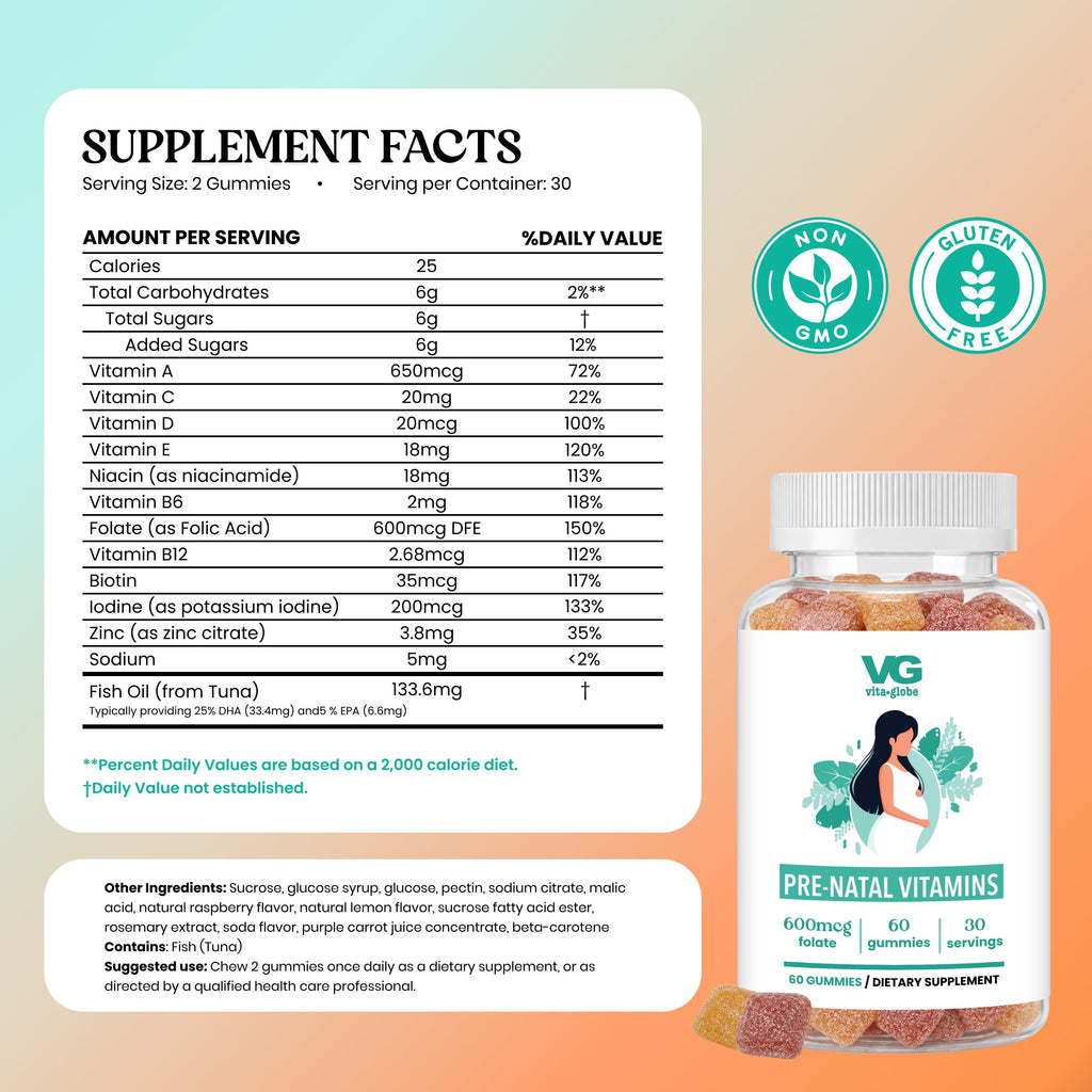 Vita Globe Prenatal Fish Oil Gummies for Women - 60 Count - image 2