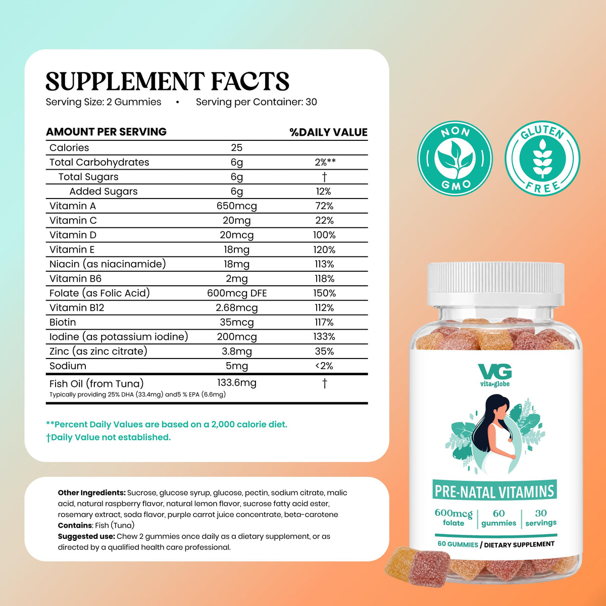 Vita Globe Prenatal Fish Oil Gummies for Women - 60 Count - image 2
