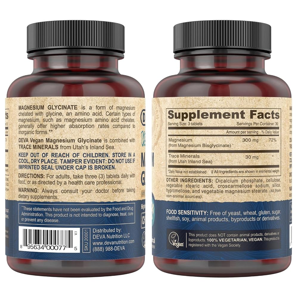 Deva Vegan Magnesium GLYCINATE 90 Tablets