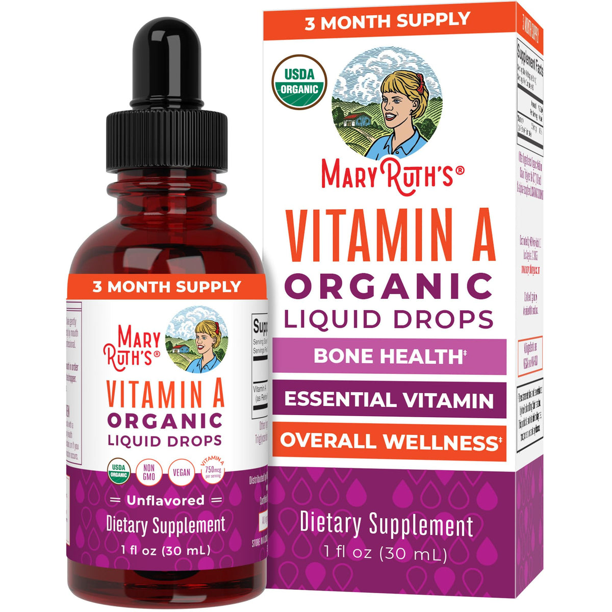 MARYRUTH'S USDA Organic Vitamin A Liquid Drops - 1 Fl Oz