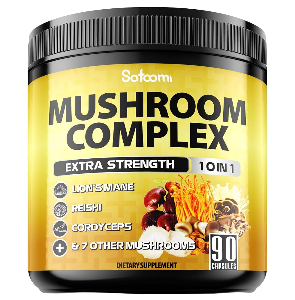 Satoomi 10-in-1 Mushroom Supplement Complex for Memory & Focus - 90 Capsules