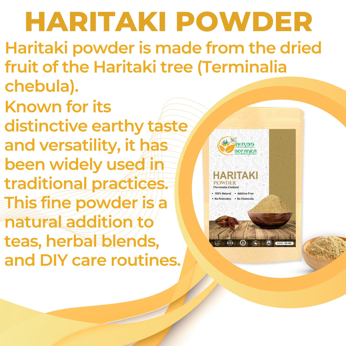 Herbs Botanica Haritaki Powder 100% Pure Terminalia Chebula - 5.3 oz - image 3