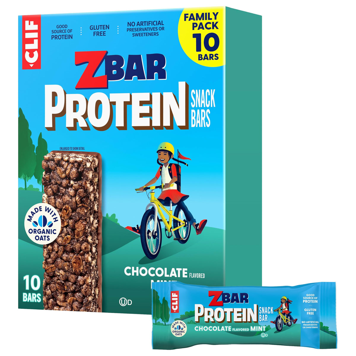Clif Kid ZBar Protein Chocolate Mint Snack Bars - 10 Count
