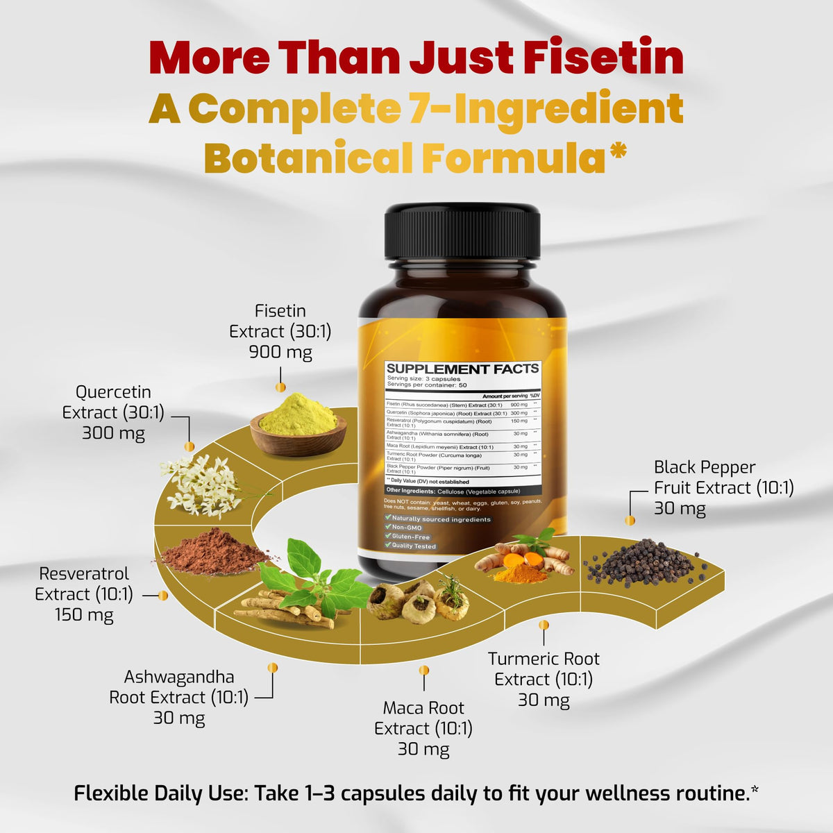 VEGATOT Fisetin Complex 1470mg 7-in-1 with Quercetin - 150 Capsules - image 4