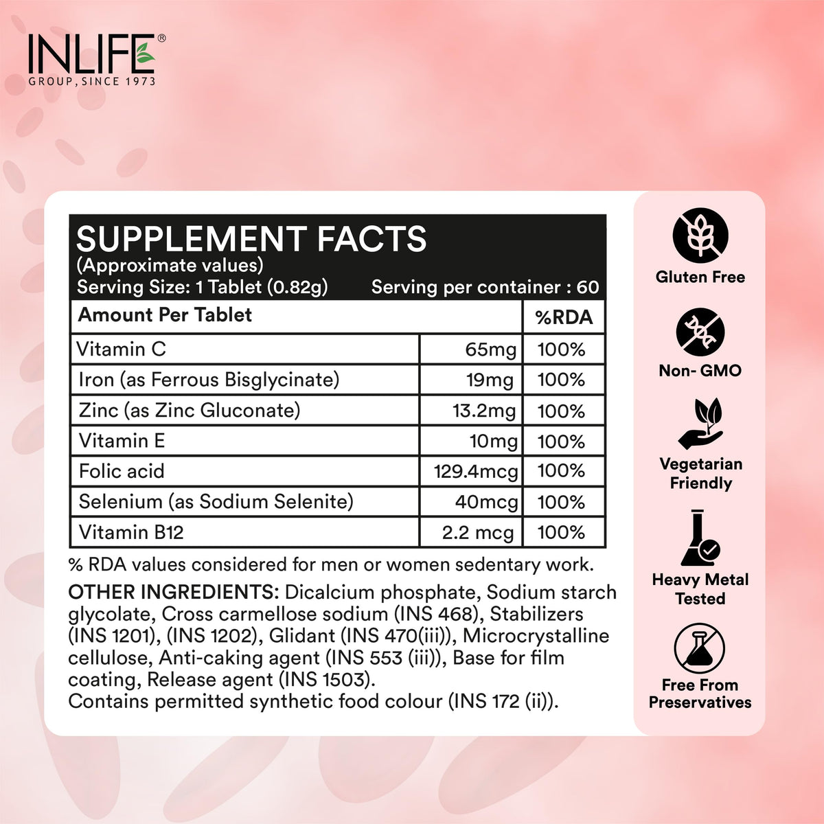 INLIFE Chelated Iron Folic Acid Supplement - 60 Tablets - image 6
