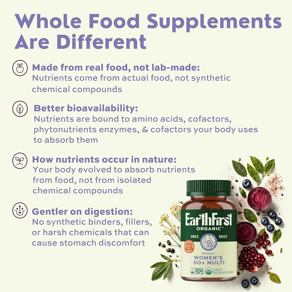 EarthFirst Organic Women's 50+ Multivitamin with Iron - 60 Tablets - image 6