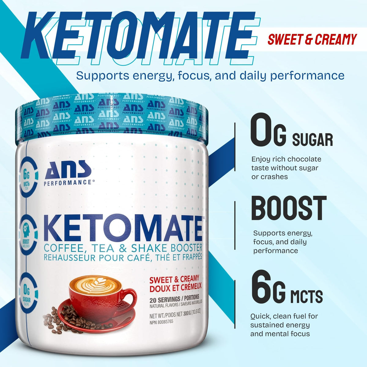 ANS Performance Ketomate Sugar Free Coffee Creamer Powder - 20 Servings - image 2