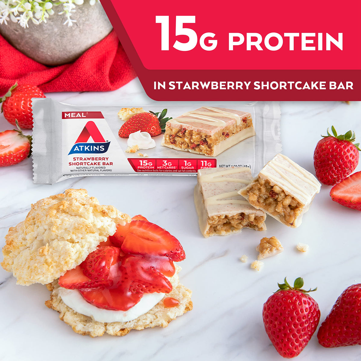 Atkins Strawberry Shortcake Protein Meal Bar - 30 Count - image 4
