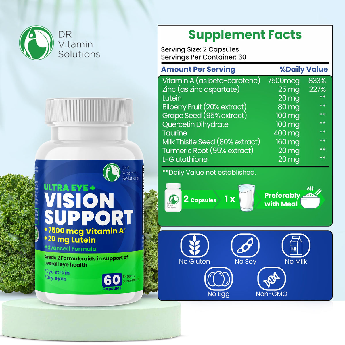 DR VITAMIN SOLUTIONS AREDS 2 Eye Vitamins Lutein - 60 Capsules - image 2