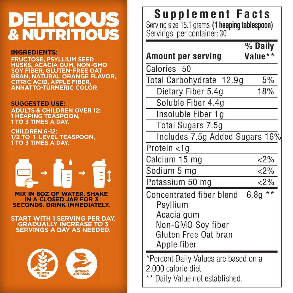 Yerba Prima Daily Fiber Formula Orange Powder - 32 oz - image 3