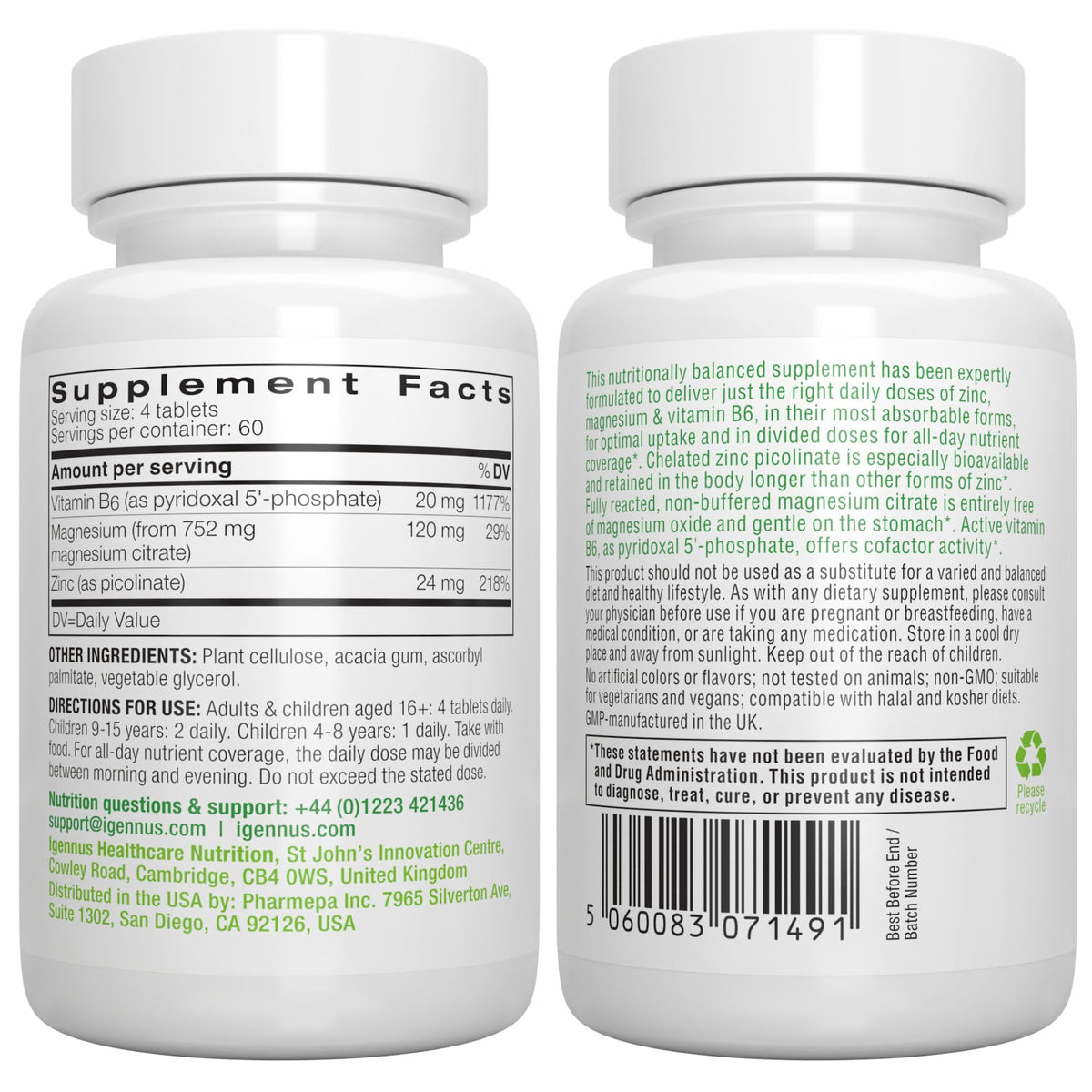 Igennus Neurobalance Zinc Magnesium B6 Complex - 240 Tablets - image 6