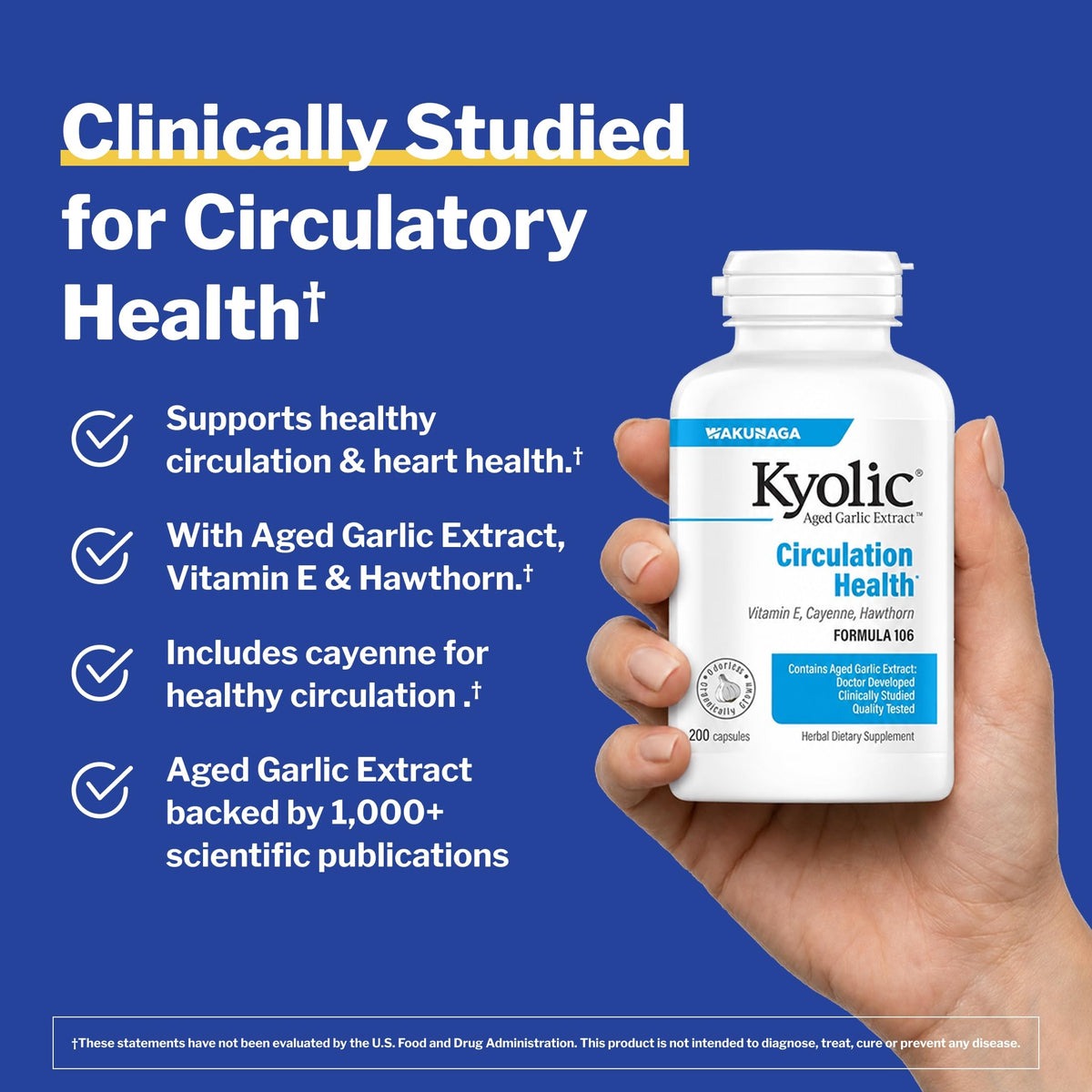 Kyolic Aged Garlic Extract Circulation Health Formula 106 - 200 Capsules - image 2
