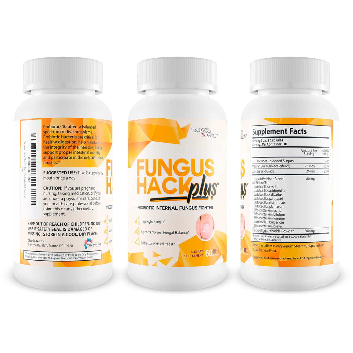 Toe Medfit Fungus Hack Plus Probiotic Internal Fungus Fighter - 60 Count - image 2