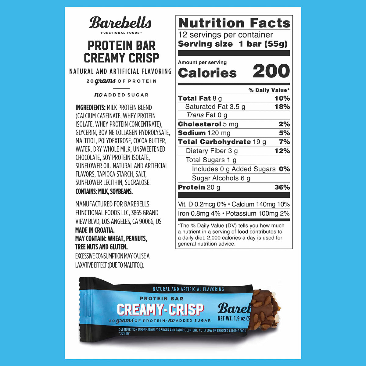 BAREBELLS Creamy Crisp Protein Bars - 24 Count - image 2