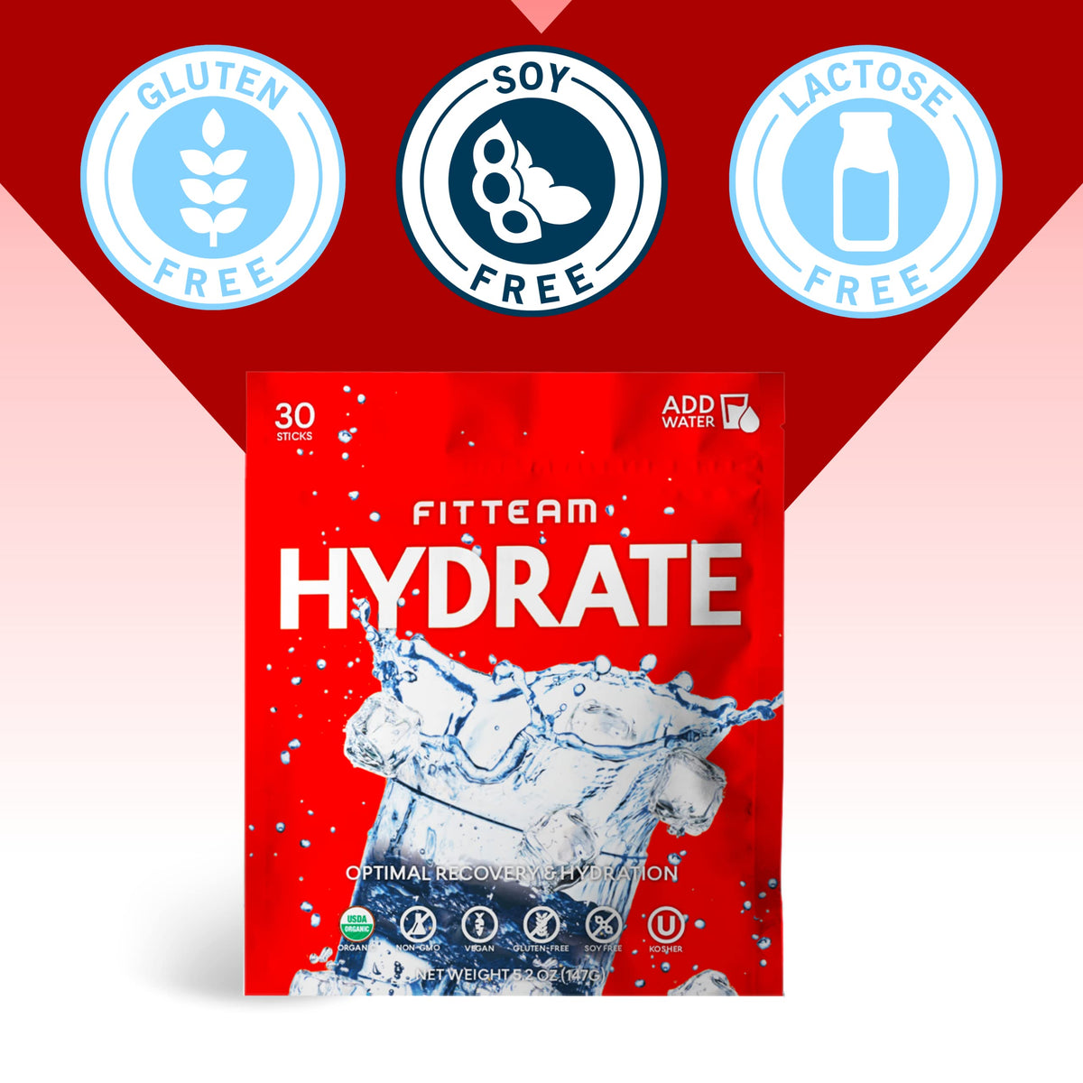 FITTEAM HYDRATE Organic Electrolyte Drink Mix - 30 Stick Packs - image 6