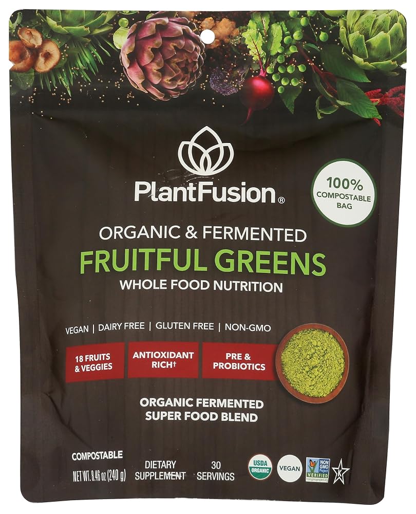 PlantFusion Organic Fermented Fruitful Greens Powder - 8.46 oz