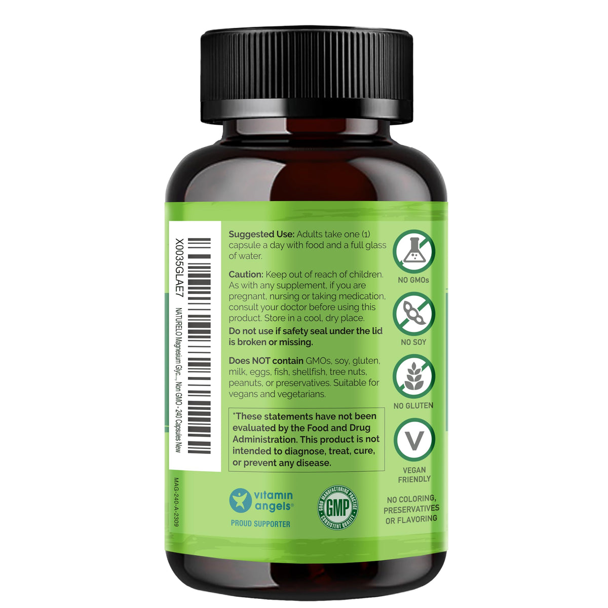 NATURELO Magnesium Glycinate 200 mg - 240 Capsules - image 7
