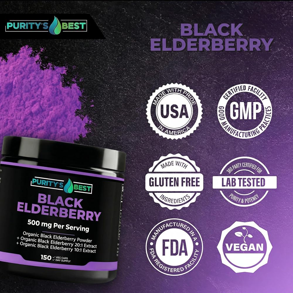 Purity's Best Black Elderberry Extract Complex Immune Support - 150 Capsules - image 6