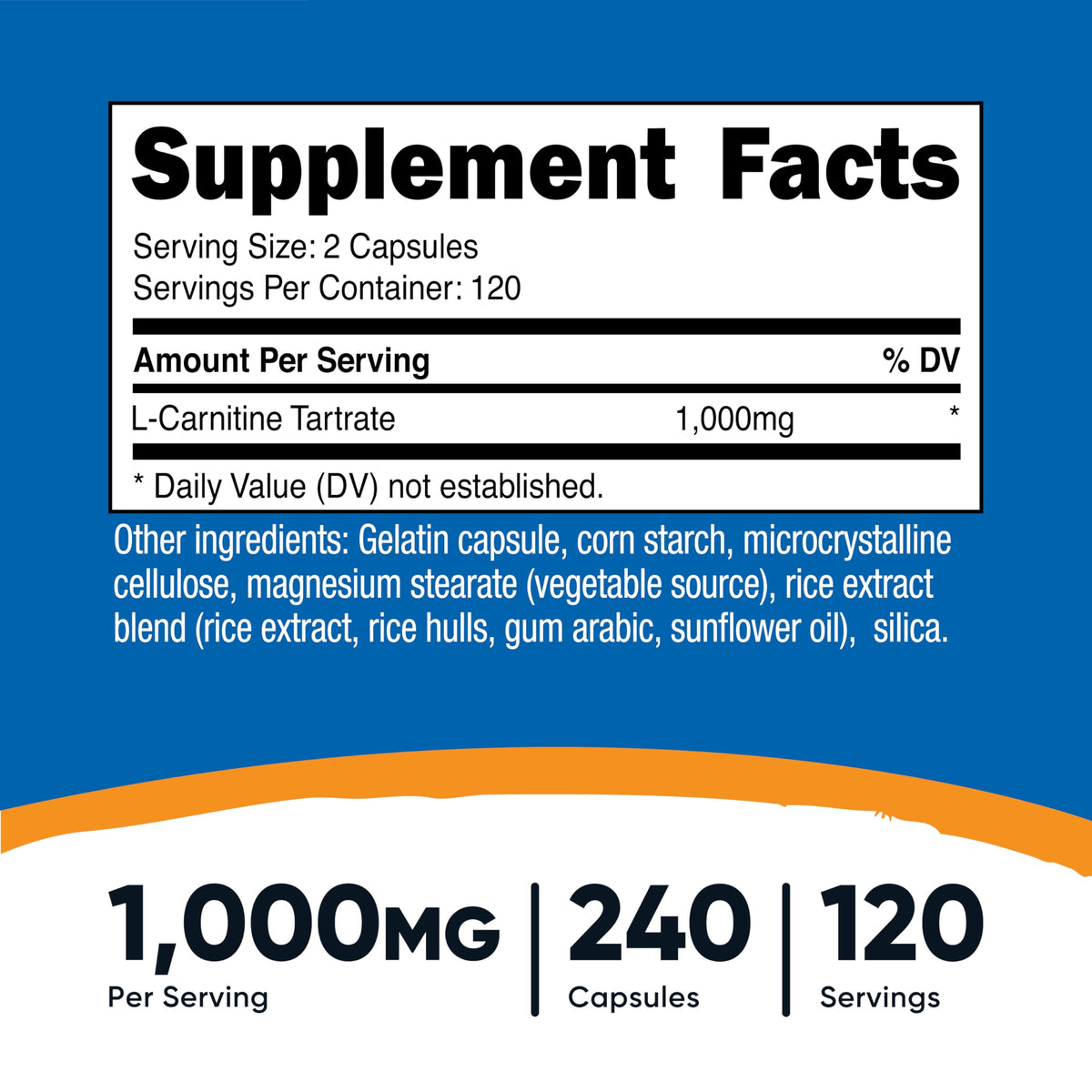 Nutricost L-Carnitine Tartrate 500mg - 240 Capsules - image 2