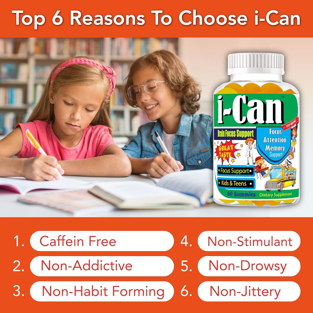 Celebrity LifeStyle I-Can Kids Focus Gummies with Omega 3 DHA - 60 Count - image 4