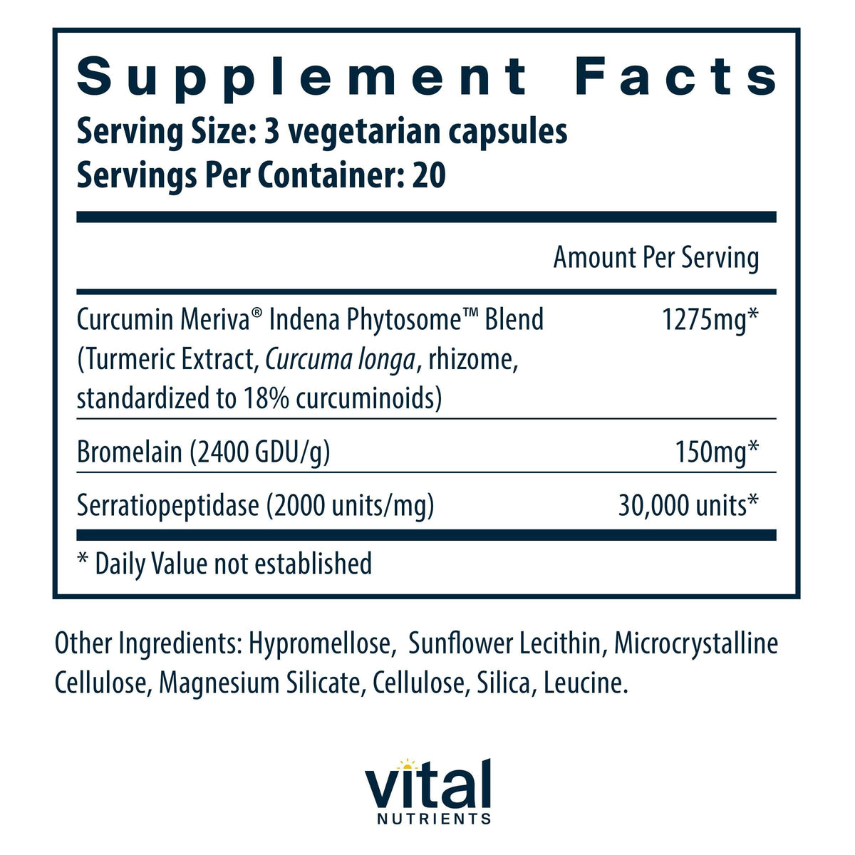Vital Nutrients Phyto-Curcumin Plus Enzymes - 60 Capsules - image 2