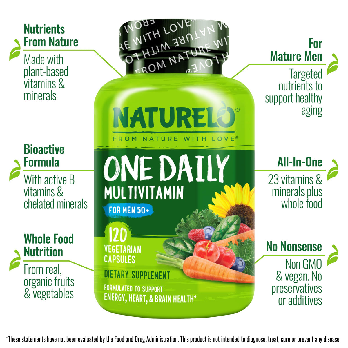 NATURELO Multivitamin for Men 50+ - 120 Vegetarian Capsules - image 2