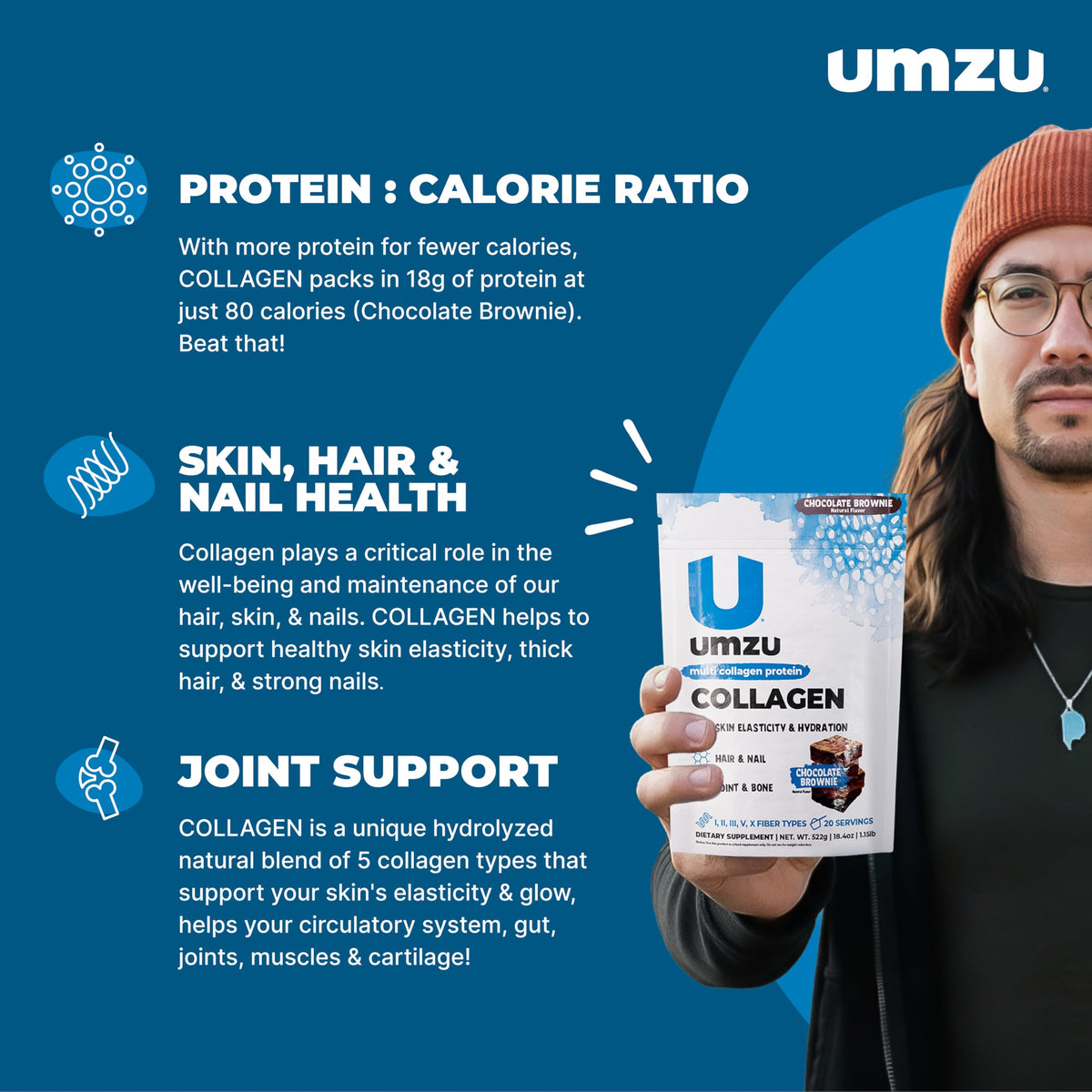 UMZU zuCollagen Collagen Peptides Powder Chocolate - 1.04 oz - image 2