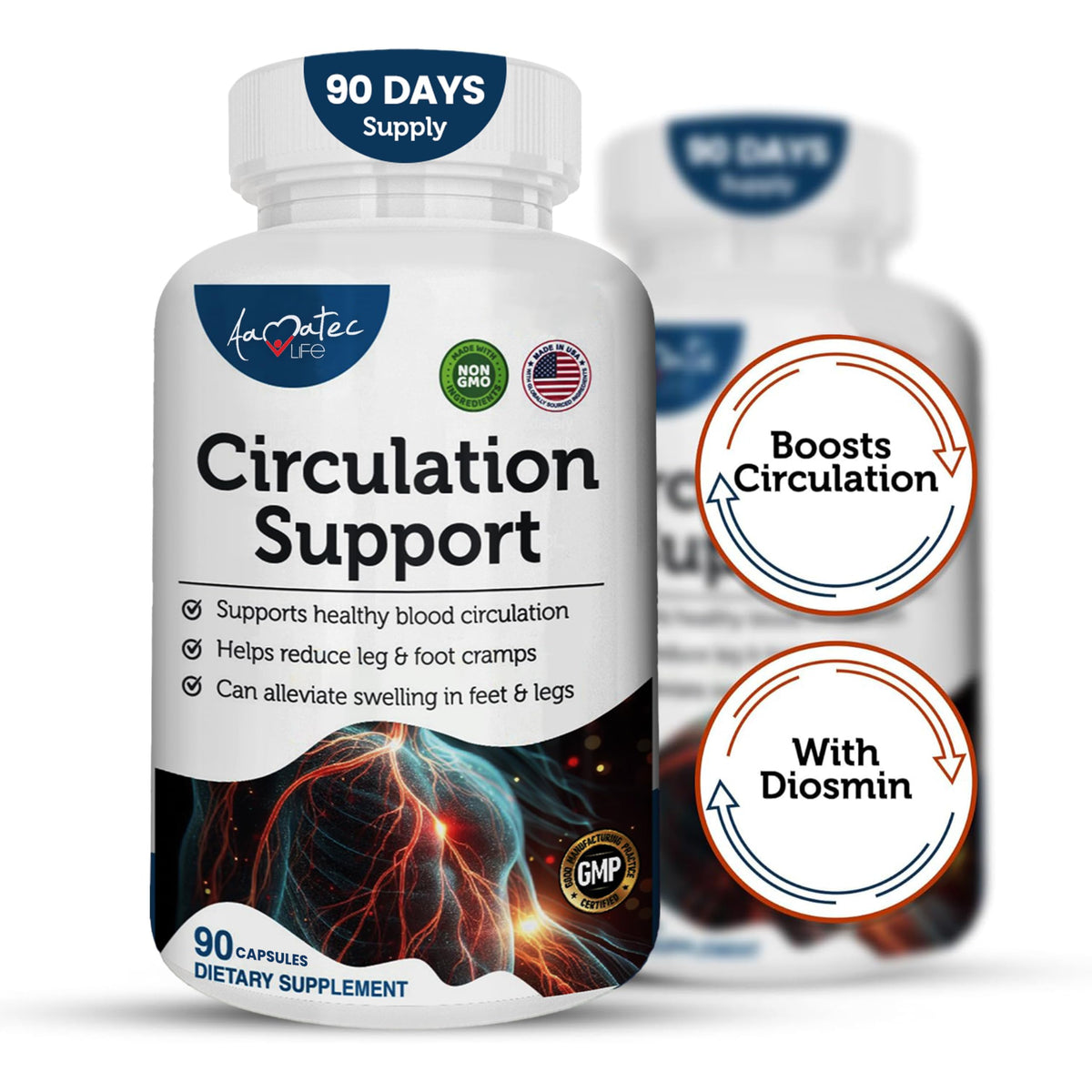 AAMATEC LIFE Blood Circulation Support L-Arginine & Hawthorn - 90 Capsules - image 2