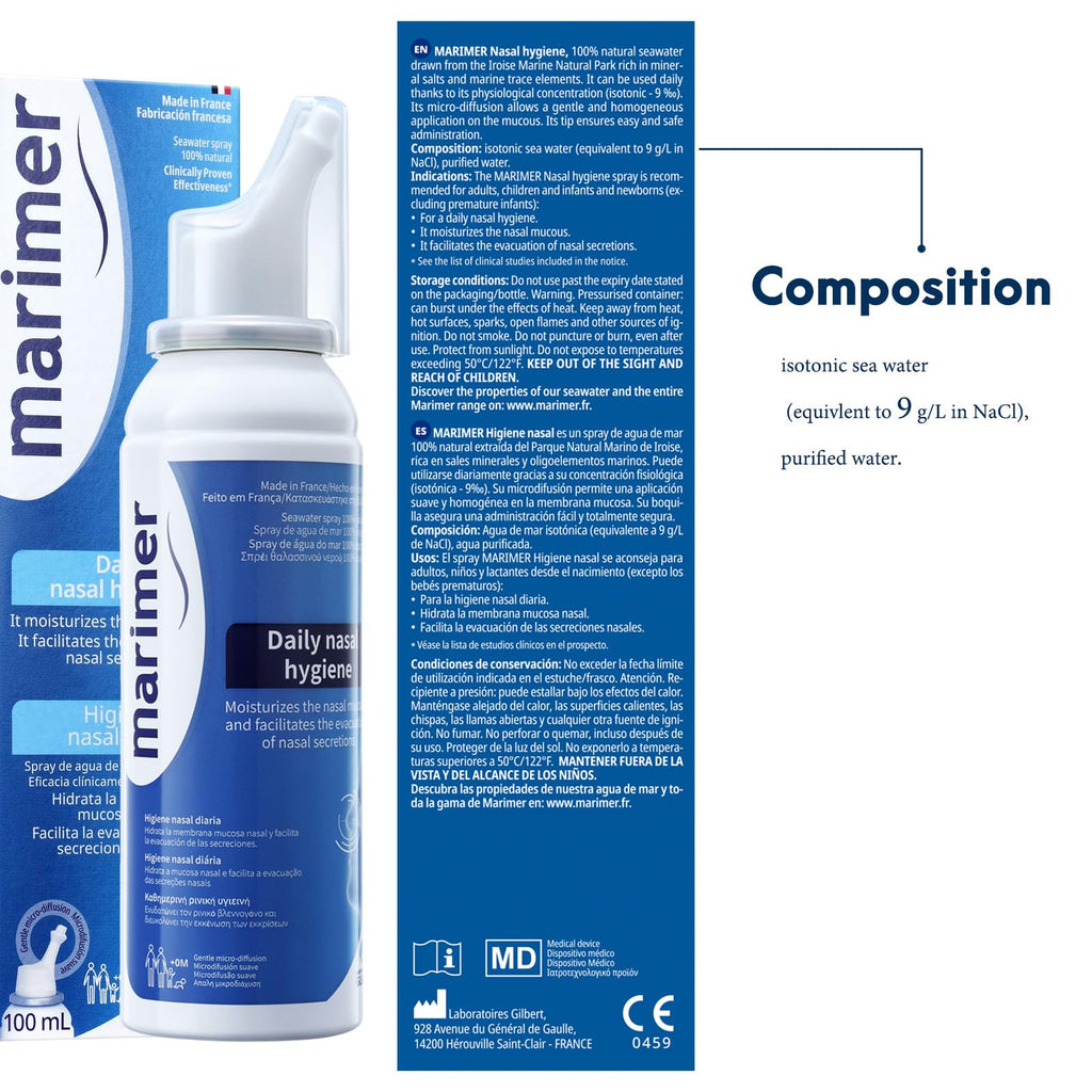 Marimer Saline Nasal Spray 0.9% Isotonic Seawater - 3.38 oz - image 3