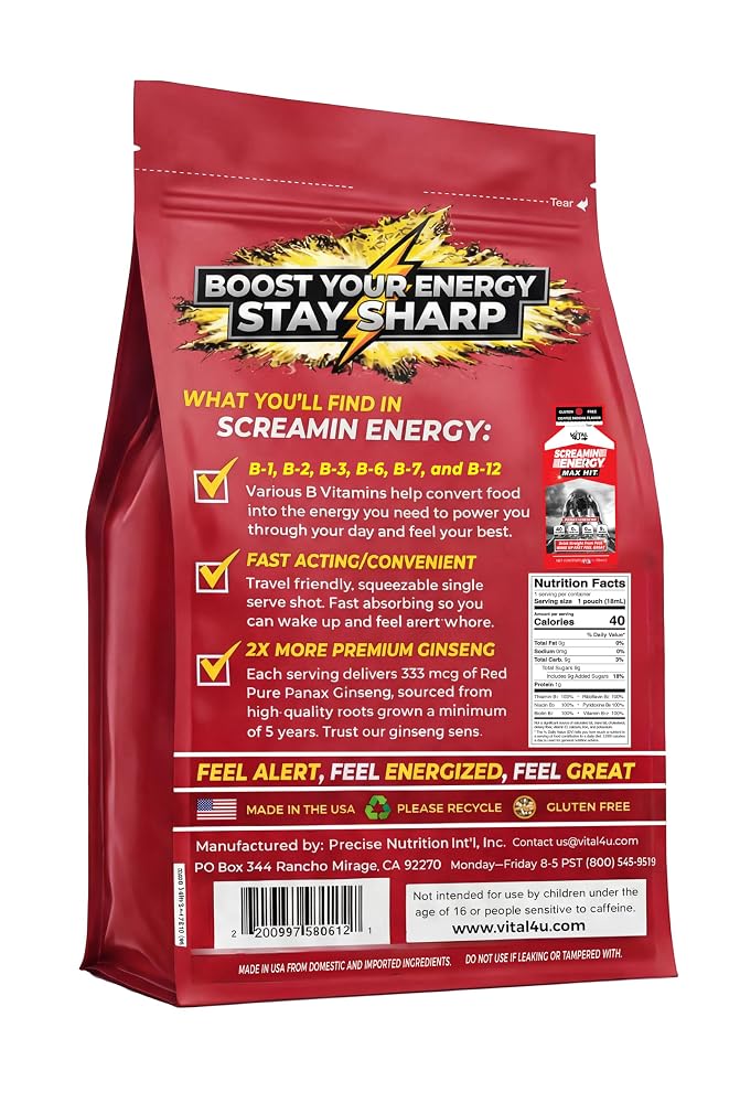 VITAL 4U Screamin Energy Max Hit Coffee Mocha Energy Shots - 24 Count - image 4