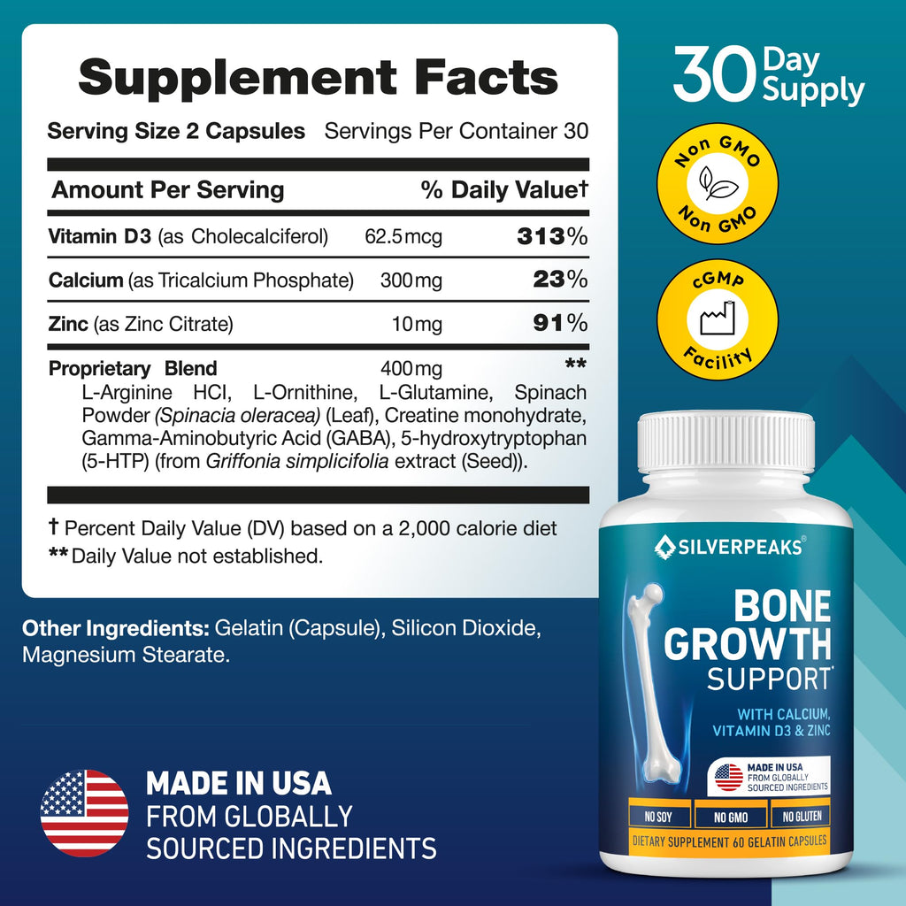 SILVERPEAKS Bone & Natural Growth Support for Kids - 60 Capsules - image 6