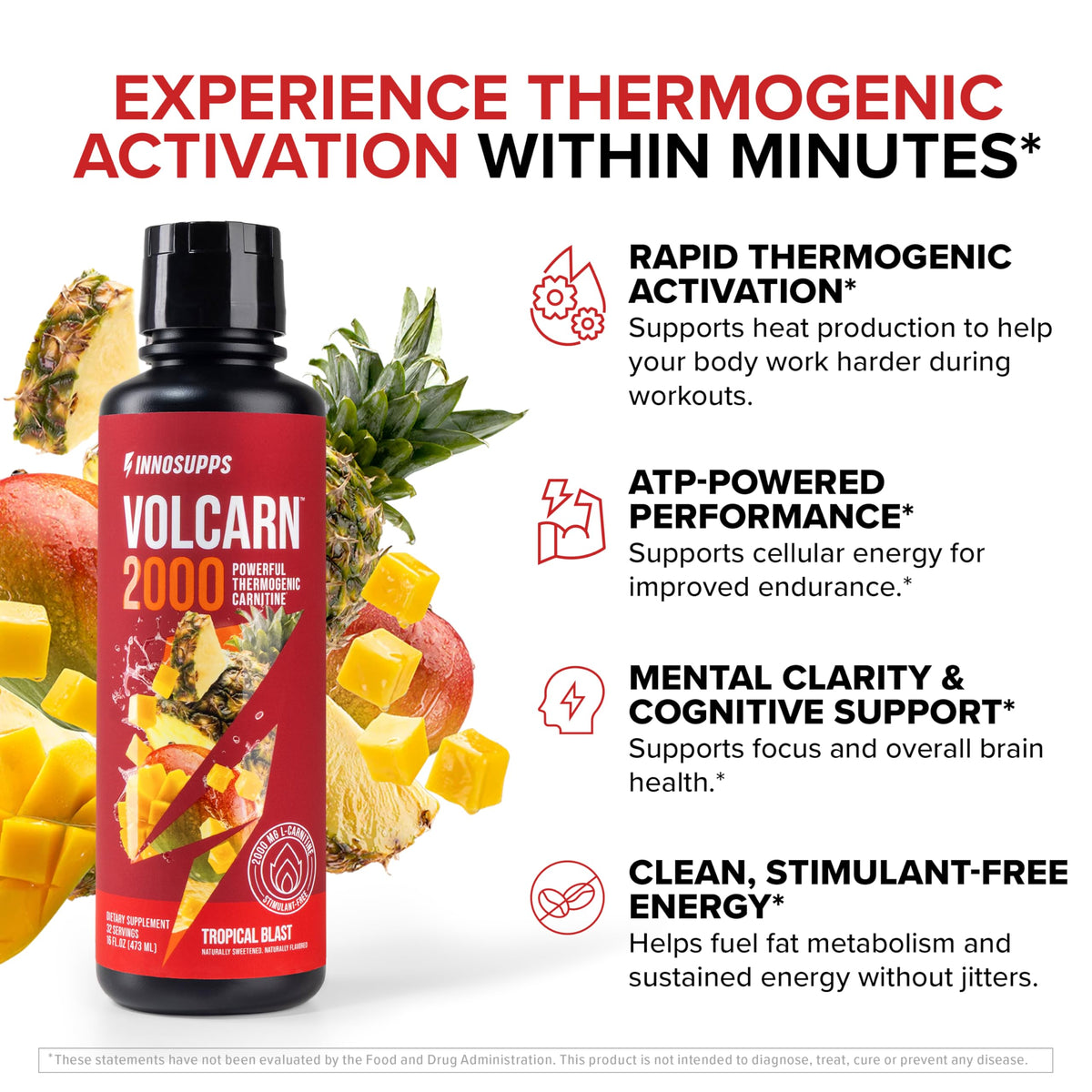 InnoSupps Volcarn 2000 - Liquid L-Carnitine for Men & Women