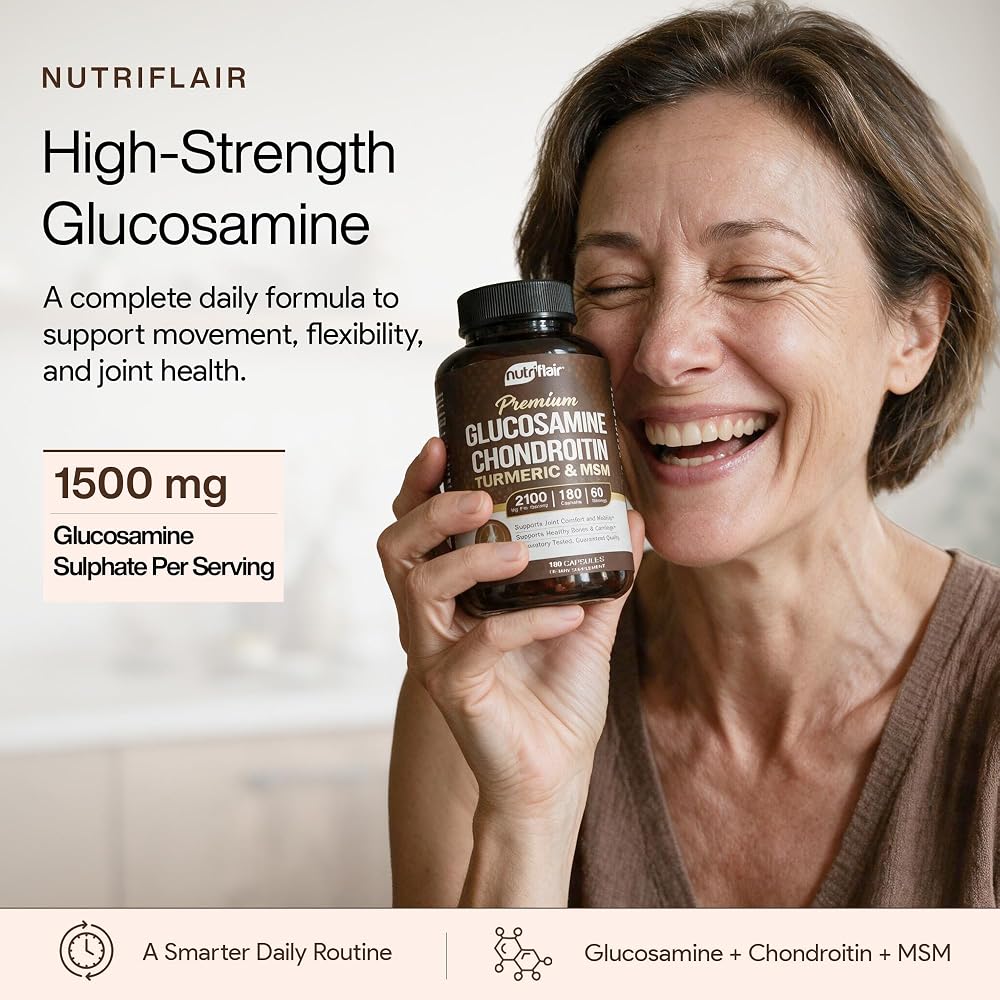 NutriFlair Glucosamine Chondroitin MSM Turmeric Boswellia - 90 Capsules - image 2