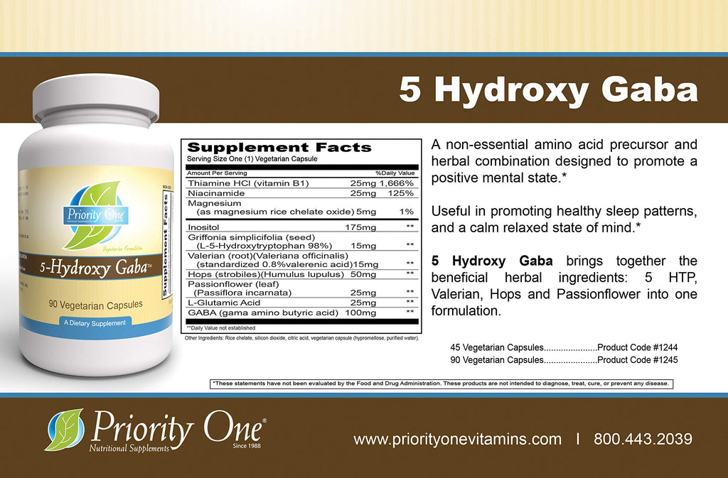 Priority One 5-HTP with GABA - 90 Vegetarian Capsules - image 7