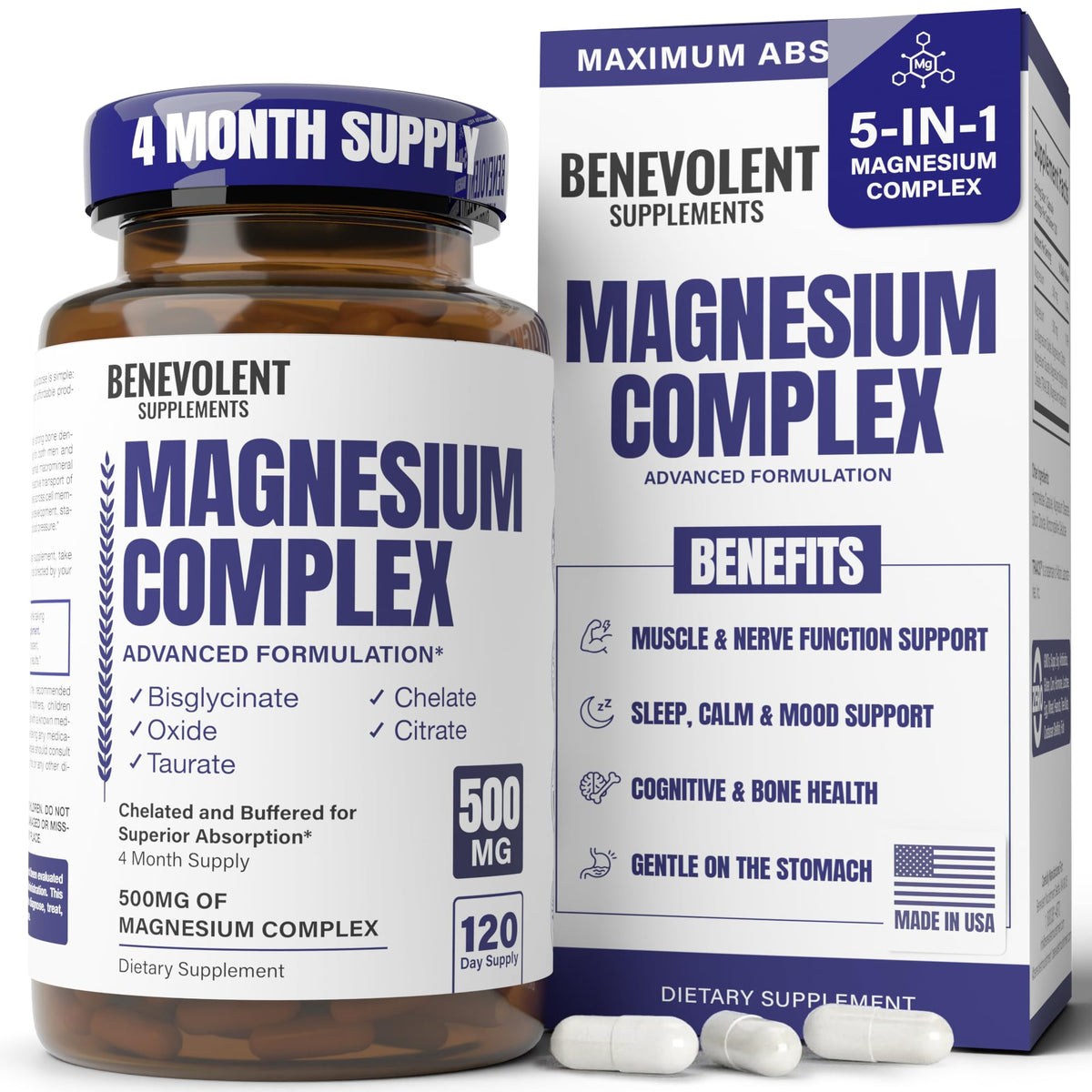 Benevolent Magnesium Complex 500mg - 120 Capsules