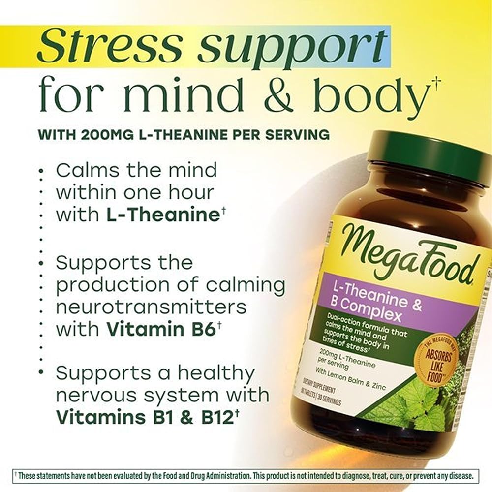 MegaFood L-Theanine 200mg & B Complex with Zinc - 60 Tablets - image 4