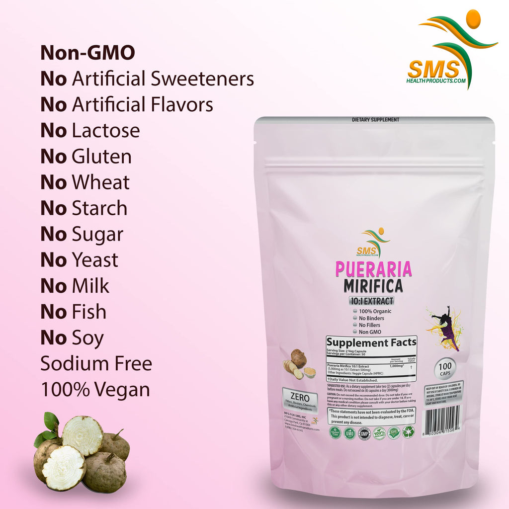 SMSHEALTHPRODUCTS.com Pueraria Mirifica 1000mg Extract - 100 Capsules - image 3