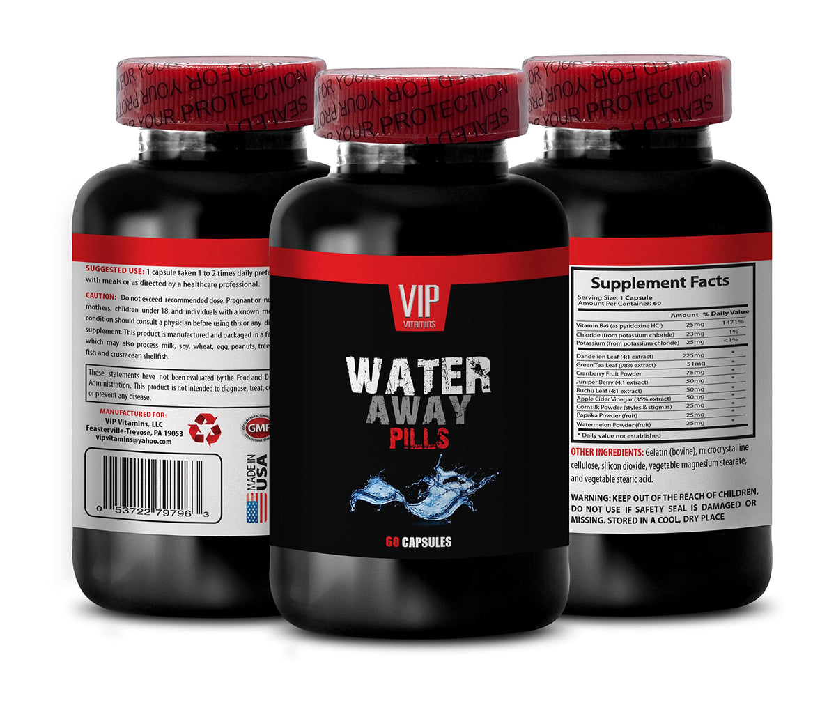 VIP Vitamins Water Away Diuretic Pills - 60 Capsules