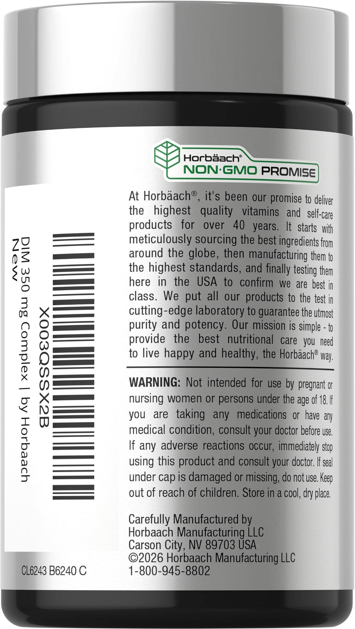 Horbäach DIM Supplement 350mg Complex - 120 Capsules - image 3