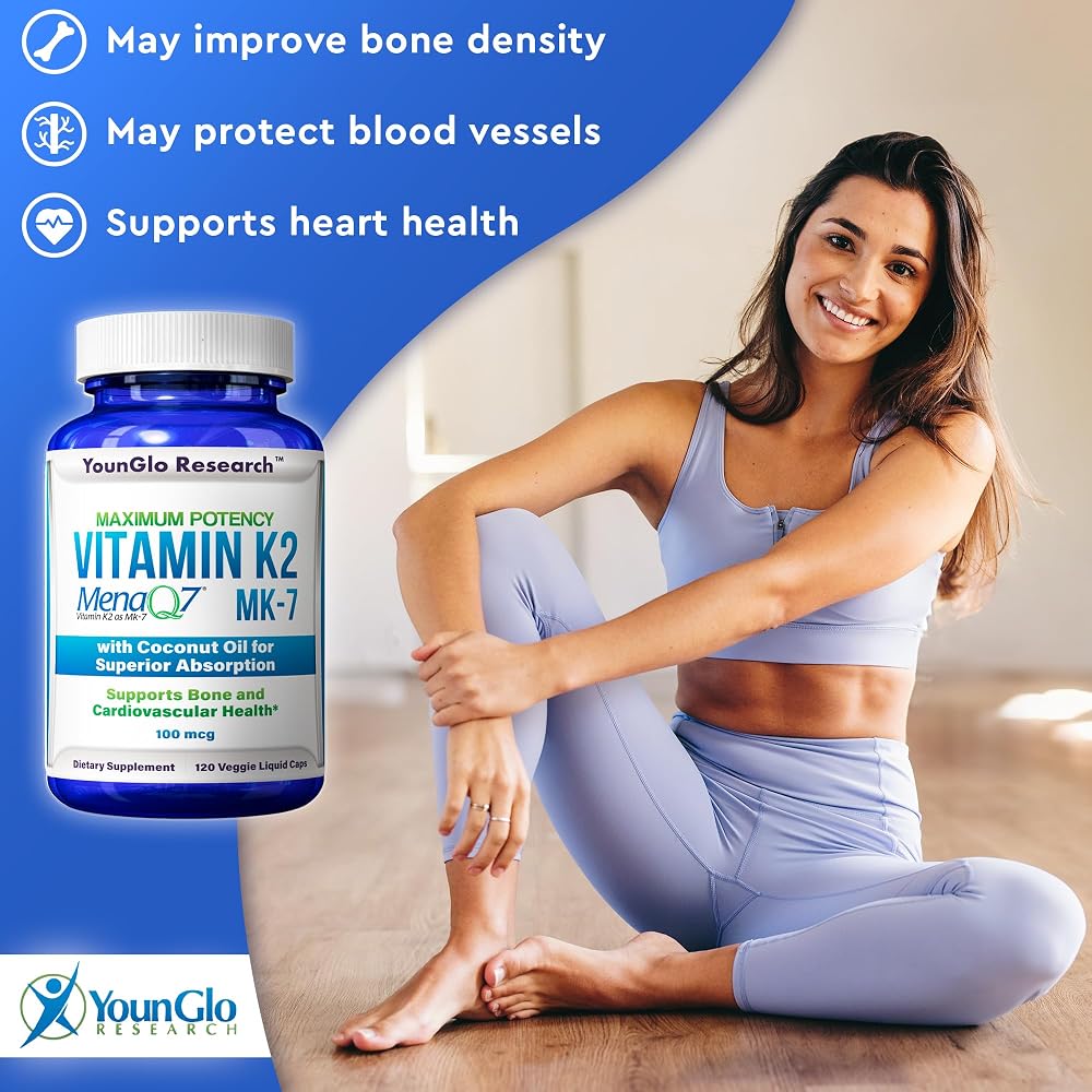 YounGlo Research Vitamin K2 MK7 100 mcg Bone Strength - 120 Capsules - image 4