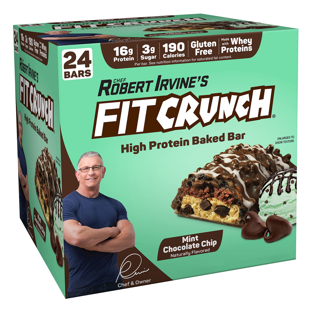 Fit Crunch Protein Bar Snack Size Mint Chocolate Chip - 24 Bars