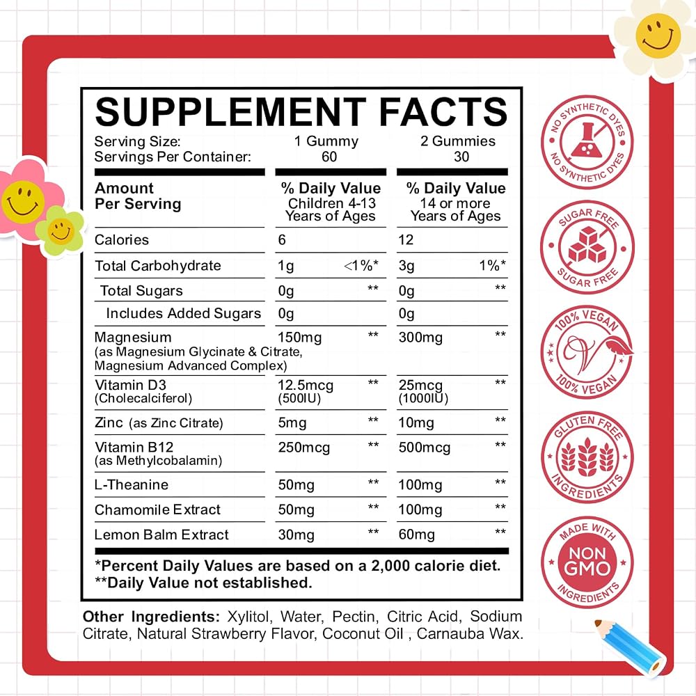 CFILIHTC Kids Magnesium Glycinate Gummies with Magnesium Citrate