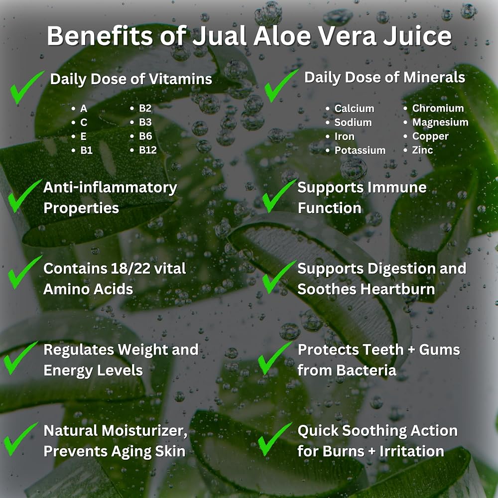 JUAL Healthy Organic Aloe Vera Juice drink- Grapefruit Flavor - Aloe