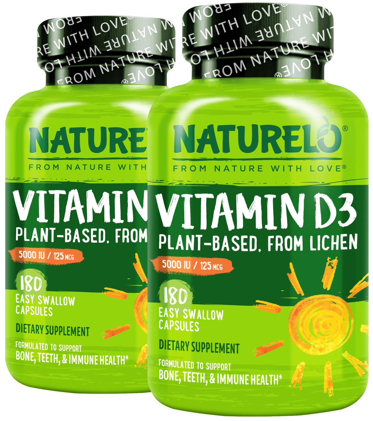 Naturelo Unflavored Vitamin D3 Capsules Bottle Bone