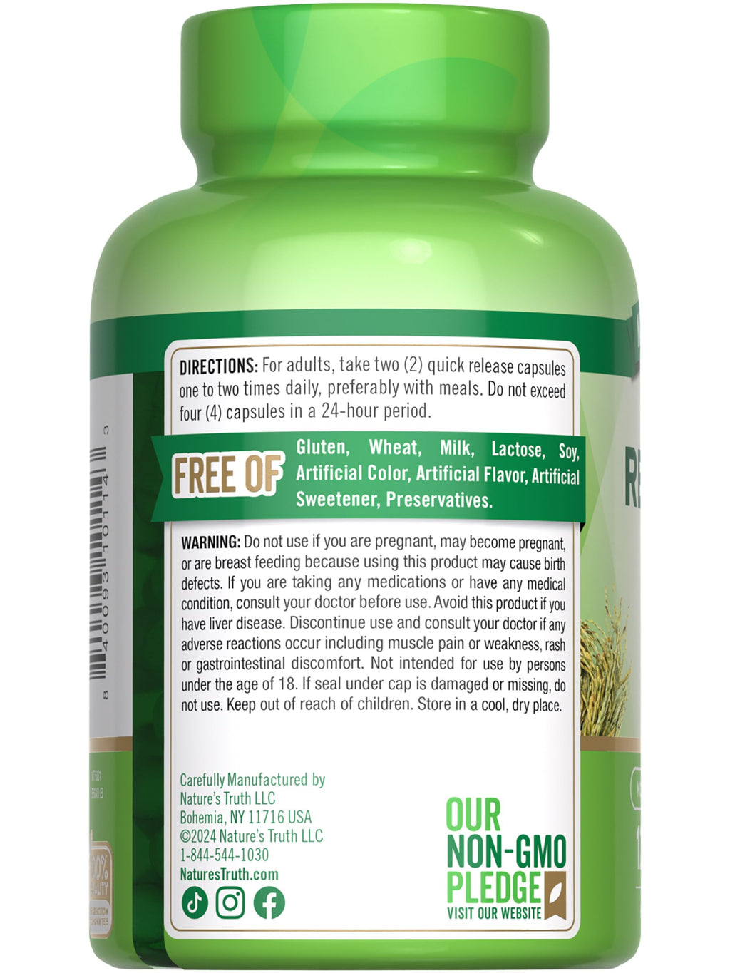 Nature's Truth Red Yeast Rice Herbal Supplement 1200 mg - 120 Capsules - image 7