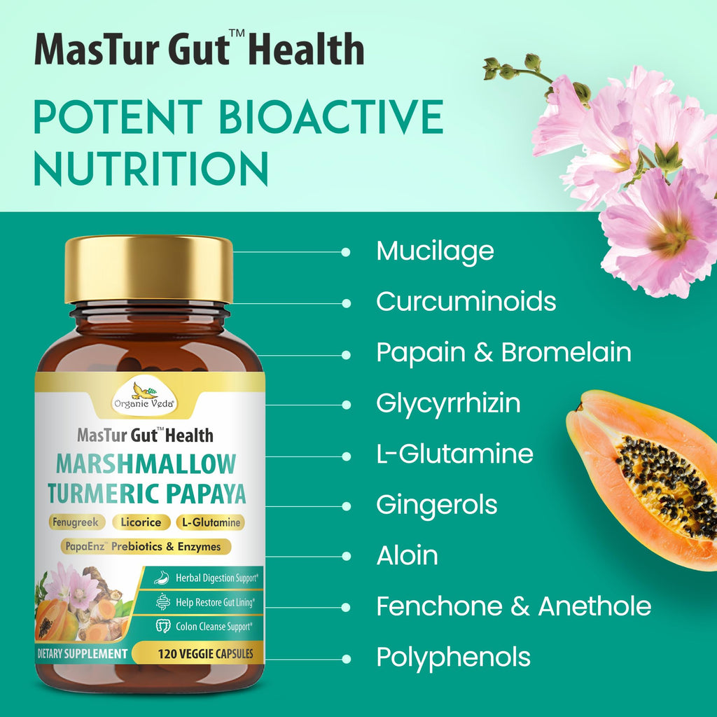 Organic Veda Marshmallow Turmeric MasTur Gut Health Supplement - 120 Capsules - image 6
