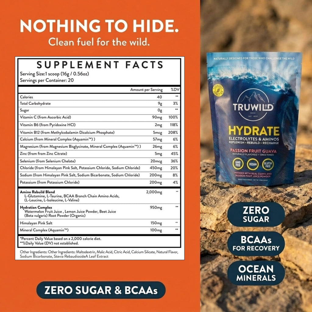 TruWild Hydrate Electrolyte + Amino Acids Drink Mix Powder